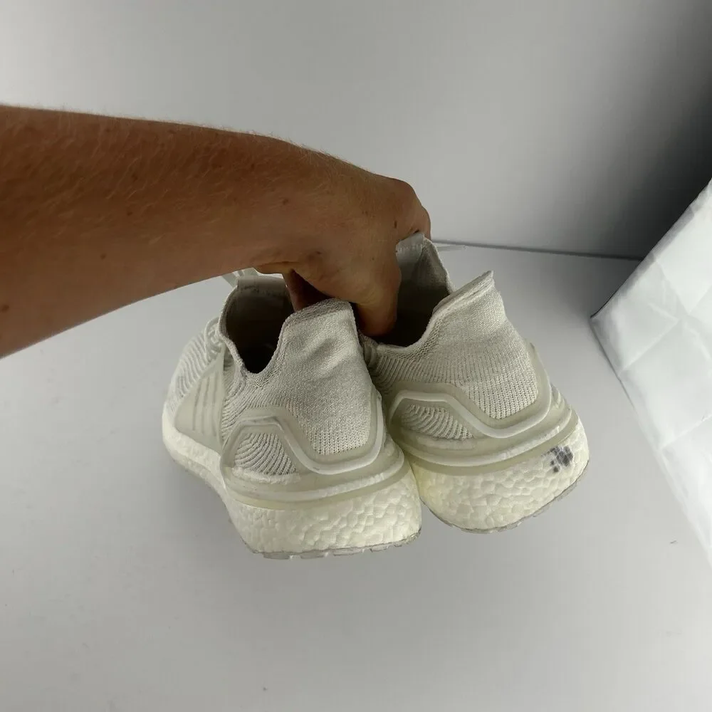 Used Adidas UltraBoost 20 Triple White 12 Running Cross Training Casual Shoes